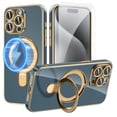 thumbnail image 1 of Dteck Screen Protector Case for iPhone 15 Pro,Magnetic Plating TPU Case Lens Camera Protector Mag-Safe Invisible Stand Shockproof Back Cover,Grayblue, 1 of 9