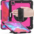 thumbnail image 1 of Dteck Screen Protector Case for iPad Pro 5th Generation 12.9-inch 2021,Shockproof Rubber Armor 3-Layer Protection Case Hybrid Stand Cover with Adjustable Shoulder/Hand Strap,Rose+Black, 1 of 7