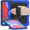 thumbnail image 1 of Dteck Screen Protector Case for iPad Pro 5th Generation 12.9-inch 2021,Shockproof Rubber Armor 3-Layer Protection Case Hybrid Stand Cover with Adjustable Shoulder/Hand Strap,Black+Blue, 1 of 7