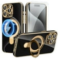 thumbnail image 1 of Dteck Screen Protector Case for iPhone 15 Pro Max,Magnetic Plating TPU Case Lens Camera Protector Mag-Safe Invisible Stand Shockproof Back Cover,Black, 1 of 9