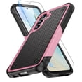 thumbnail image 1 of Dteck Screen Protector for Samsung Galaxy S23 FE,Shockproof Heavy Duty Dual Layer Protective Hard PC Textured Back & Soft Bumper Cell Phone Cover,Pink, 1 of 7