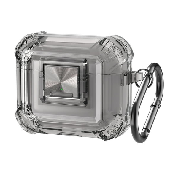 Dteck Secure Lock Case for AirPods 3rd Generation (2021) Case, Transparent Protective Case with Keychain (Anti-Drop Lock),Black