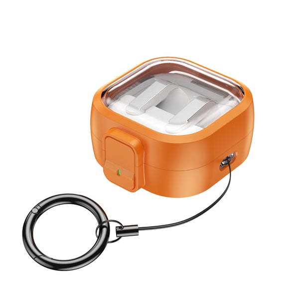 Dteck Secure Lock for Samsung Galaxy Buds 4 Pro Case / Buds 4 Case Clear, Shockproof Hybrid PC + TPU Skin with Carabiner,Orange