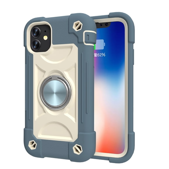 Dteck Shock-Proof Cover Compatible with Magnetic Car Mount Rugged Phone Case 6.1-inch PC Dark Blue