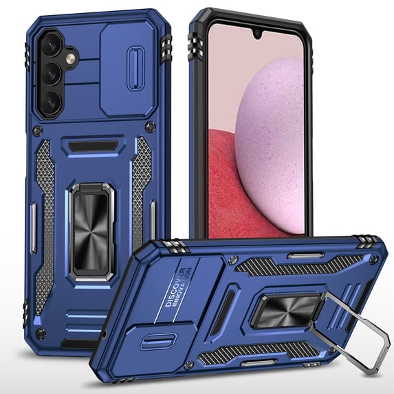 Dteck Shockproof Case for A35, Anti-Fall Drop Protection Built-in Slide Anti-Scratch Lens Cover 360 Degree Rotating Ring Kickstand Case Compatible Magnetic Car Mount, Navyblue