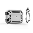 thumbnail image 1 of Dteck Shockproof Case for AirPods Pro, Compatible Wireless Charging, Hybrid Rugged Full Body Hard Shell Case with Metal Keychain, Front LED Visible, Silver, 1 of 7