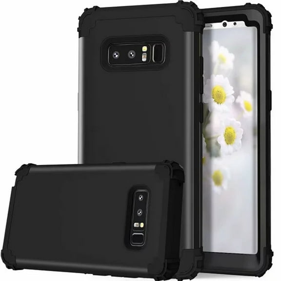 Dteck Shockproof Case Compatible with Samsung Galaxy Note 8, Heavy Duty Full body Protection 3 Layer Hybrid Rugged Protective Cover For Samsung Galaxy Note 8 (No Built-in Screen Protector), Black