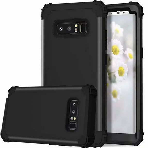 Dteck Shockproof Case Compatible with Samsung Galaxy Note 8, Heavy Duty Full body Protection 3 Layer Hybrid Rugged Protective Cover For Samsung Galaxy Note 8 (No Built-in Screen Protector), Black