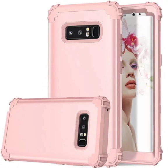 Dteck Shockproof Case Compatible with Samsung Galaxy Note 8, Heavy Duty Full body Protection 3 Layer Hybrid Rugged Protective Cover For Samsung Galaxy Note 8 (No Built-in Screen Protector), Rose Gold