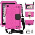 thumbnail image 1 of Dteck Shockproof Case Compatible with Samsung Galaxy Tab A 8.0 inch 2019 Model SM-T290 T295 T297, Heavy Duty Rugged Hybrid Drop-Proof Kickstand Case With Shoulder Strap, Hot Pink, 1 of 7