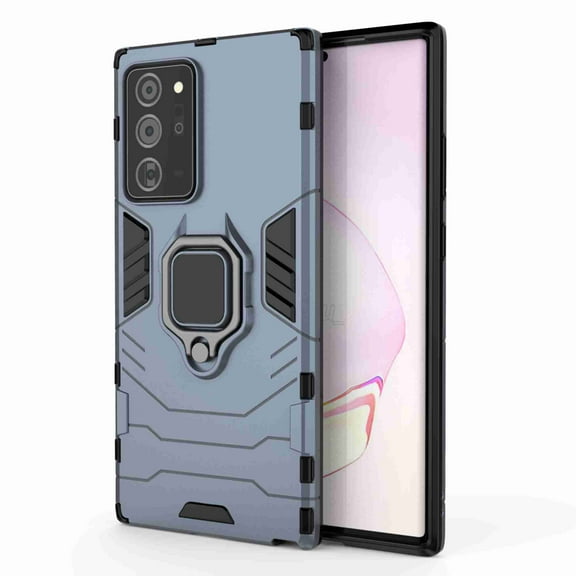 Dteck Shockproof Case For Galaxy Note 20 Ultra, Rotating Ring Armor Dual Layer Ring Kickstand Shockproof Drop Protection Compatible Magnetic Car Mount case Holder, naby blue