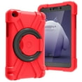 thumbnail image 1 of Dteck Shockproof Case For Samsung Galaxy Tab A 8.0 2019 Model SM-T290 SM-T295 w/ PET Screen Cover, 3 Layer Full-Body Hybrid Rugged Protection Case 360 Degree Rotating Kickstand Handle Cover, Red/Black, 1 of 8