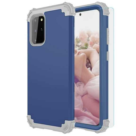 Dteck Shockproof Case For Samsung Galaxy S20 Plus / S20+ 5G (2020 Release), Full-Body Dual Layer Rugged Case with Tempered Glass Screen Protector Cover, Blue