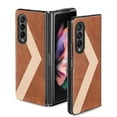 thumbnail image 1 of Dteck Shockproof Case for Samsung Galaxy Z Fold 4 7.6" 2022 Release, Leather Texture Surface Anti-drop Anti-fngerprint Support Wireless Charging Slim & Light Luxury Fashion Case , Brown, 1 of 13