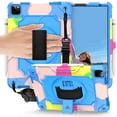 thumbnail image 1 of Dteck Shoulder Strap Case for Apple iPad Air 4th Generation (2020 Released) 10.9-inch,Shockproof Armor Rubber Hybrid 3-Layer Protection Back Cover without Screen Protector,Blue+Rainbow, 1 of 6