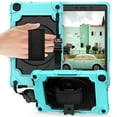 thumbnail image 1 of Dteck Shoulder Strap Case for Samsung Galaxy Tab A 8.0" SM-T290 T295 (2019 Released) 8-inch,Shockproof Armor Rubber Hybrid 3-Layer Protection Back Cover without Screen Protector,Black+Aqua, 1 of 6