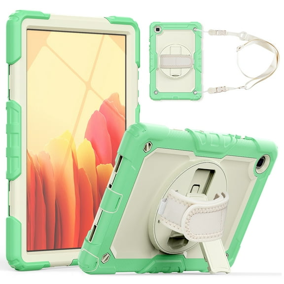 Dteck Shoulder Strap Case for Samsung Galaxy Tab A7 10.4" SM-T500 T505 (2020 Released) 10.4-inch,Shockproof Armor Rubber 3-Layer Full Protection Kickstand Cover with Screen Protector,Green