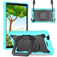 thumbnail image 1 of Dteck Shoulder Strap Case for Samsung Galaxy Tab A7 Lite 8.7-inch SM-T220 T225 (2021),Shockproof Rugged Rubber Armor Hybrid Hard Kickstand Kids Friendly Protective Cover,Aqua+Black, 1 of 8