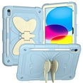 thumbnail image 1 of Dteck Shoulder Strap Case for iPad 10th Generation 10.9 inch 2022,iPad 11-inch (A16) 2025 Heavy Duty Rubber Case Butterfly Wings Kickstand with Pencil Holder Kids Girls Shockoroof Cover,Blue+Beige, 1 of 7