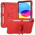 thumbnail image 1 of Dteck Shoulder Strap Case for iPad 10th Generation 10.9 inch 2022,iPad 11-inch (A16) 2025 Heavy Duty Rubber Case Butterfly Wings Kickstand with Pencil Holder Kids Girls Shockoroof Cover,Red, 1 of 7