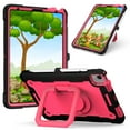 thumbnail image 1 of Dteck Shoulder Strap Case for iPad Air 5th 4th Generation 10.9-inch,Shockproof Rubber Heavy Duty Hybrid iPad Pro 11" 2020/2018 Protective Drop-Proof Protection Kickstand Cover,Black+Rose, 1 of 8