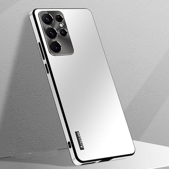 Dteck Slim Case for Samsung Galaxy S23 Ultra, Ultra Lightweight Glossy Military Grade Phone Case with Reinforced Metal Camera Protector S23 Ultra Cover 6.8 Inch, White