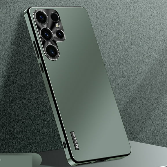 Dteck Slim Case for Samsung Galaxy S24 Ultra, Ultra Lightweight Glossy Military Grade Phone Case with Reinforced Metal Camera Protector S24 Ultra Cover 6.8 Inch, Deep Green