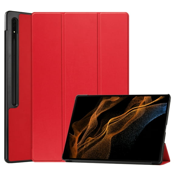 Dteck Slim Case for Samsung Galaxy Tab S8 Ultra 2022 Tablet 14.6 inch SM-X900/X906/X906B/906U/X906N with S Pen Holder, Ultra Thin Tri-Fold Stand Cover Auto Wake/Sleep,Red