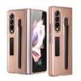 thumbnail image 1 of Dteck Slim Case for Samsung Galaxy Z Fold4 with S Pen Pocket, Built-in Kickstand PU Leather Plastic Bumper Shockproof Case, Gold, 1 of 7