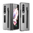 thumbnail image 1 of Dteck Slim Case for Samsung Galaxy Z Fold4 with S Pen Pocket, Built-in Kickstand PU Leather Plastic Bumper Shockproof Case, Silver, 1 of 7