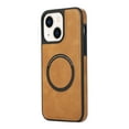 thumbnail image 1 of Dteck Slim Case for iPhone 14, Compatible with MagSafe, Stylish Matte PU Leather Magnetic Phone Case Cover for iPhone 14,Brown, 1 of 3