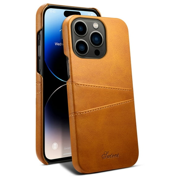 Dteck Slim Case for iPhone 14 Pro Max, iPhone 14 Pro Max Wallet Back Case with Card Holder, Shockproof Hard Protective Phone Cover,Yellow