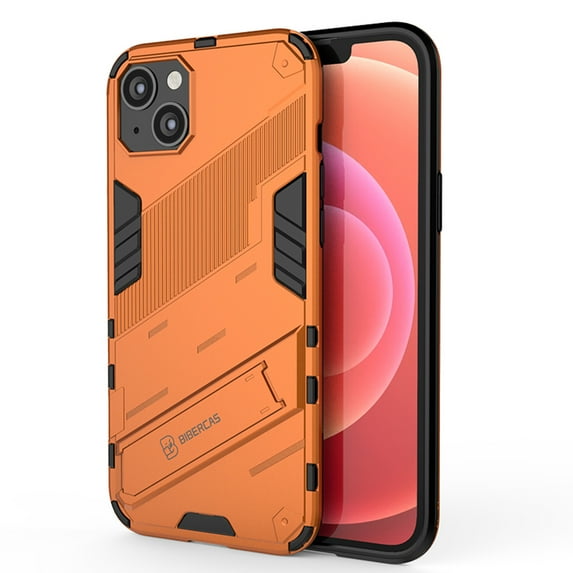 Dteck Slim Case for iPhone 14 with Kickstand, Hybrid Shockproof Rugged Case Hard Cover with Invisible Stand for Apple iPhone 14 6.1 inch 2022, Orange