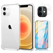 Dteck Slim Clear Cell Phone Case with Screen Protector for iPhone 12, Clear