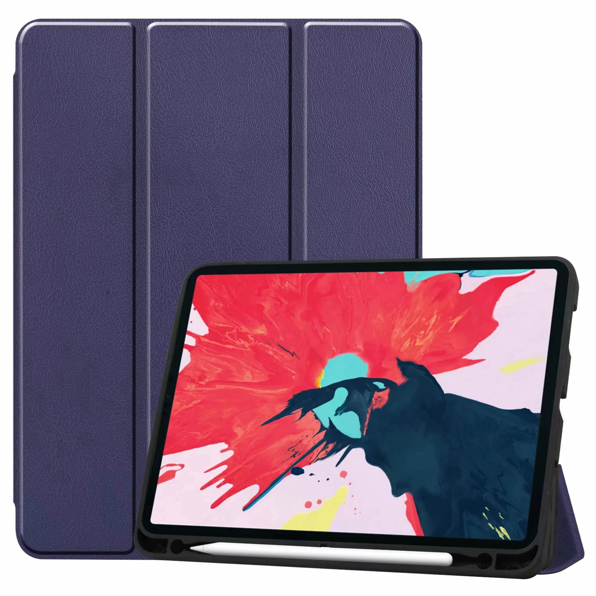Dteck Slim Fit Case For New iPad Pro 11 inch 2020 with Pencil Holder, [Support Apple Pencil Wireless Charging] Tri-Fold Stand Magnetic Flip Auto Wake Sleep Case Cover For iPad A2068 A2230, Dark Blue
