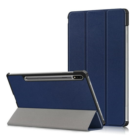 Dteck Slim Fit Case For Samsung Galaxy Tab S7 Plus / S7+ 12.4 inch Tablet 2020, Lightweight Slim Shell Tri-Fold Stand Cover Flip Case with Auto Wake Sleep, Deep Blue