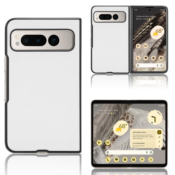 Dteck Slim Fit Case for Google Pixel Fold 5G(2023),Durable PU Leather + Hard PC Back Wireless Charging Support Ultra-Thin Shockproof Protective Case Cover for Google Pixel Fold, 2023,White