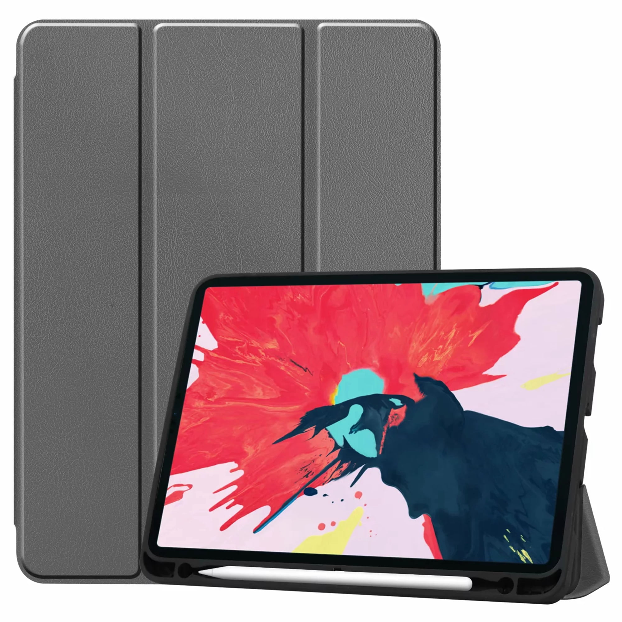 Dteck Slim Fit Case For New iPad Pro 11 inch 2020 with Pencil Holder, [Support Apple Pencil Wireless Charging] Tri-Fold Stand Magnetic Flip Auto Wake Sleep Case Cover For iPad A2068 A2230, Gray