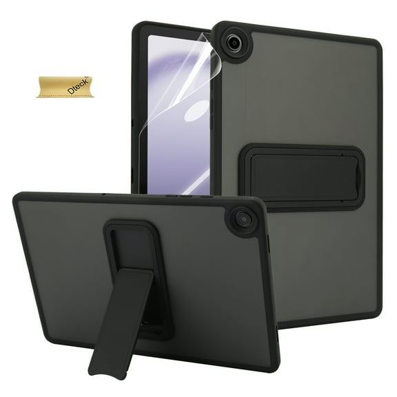 Dteck Slim Fit Case for Samsung Galaxy Tab A9+ 11-inch 2023 (SM-X210/X216/X218), Shockproof Matte Back Cover with Rugged Stand Screen Protector,Black