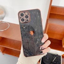 Dteck Slim Gold Plating Case for iPhone 13 Pro 6.1 Inch, Love Heart Cover Shockproof Case with Electroplated Soft TPU Frame Hard PC Back Cover Camera Protection for iPhone 13 Pro,Black