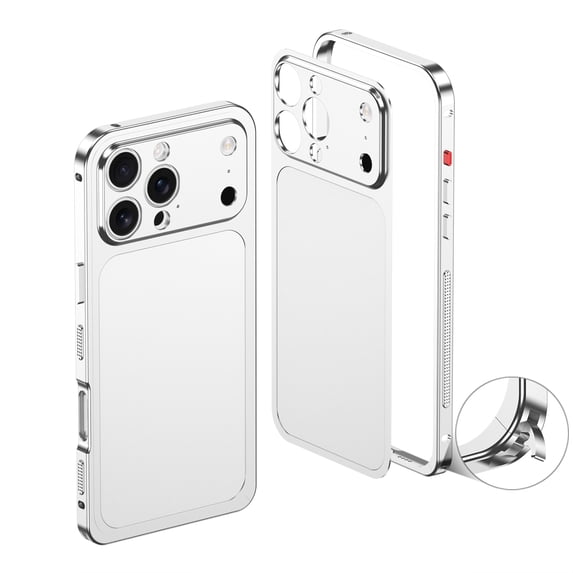 Dteck Slim Metal Case for iPhone 13 Pro, Aluminum Frame Protection with Camera Lens Cover,Minimalist Design,Silver
