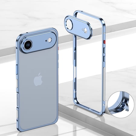Dteck Slim Metal Bumper for iPhone Air, Aluminum Frame Protection with Camera Lens Cover, Minimalist Shockproof Cover for iPhone Air,Blue