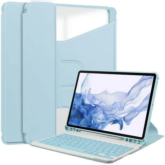 Dteck Slim Smart Rotating Stand Case for Samsung Galaxy Tab S9 Case 11 inch with Built-in S Pen Holder, Multi-Angle Viewing Stand Protective Case with Soft TPU Back, Auto Sleep/Wake Cover,Blue