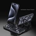 thumbnail image 1 of Dteck Slim for iPhone 15 Pro Case, Compatible with MagSafe, 360° Rotatable Kickstand Bezel Less Metal Slim Hard Ultra Thin for iPhone 15 Pro Case with Ring Holder Magntic Stand for Men,Black, 1 of 7