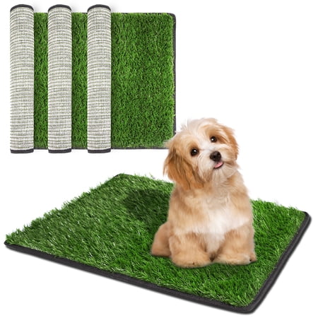 Dteck Small Dog Grass Training Pads, 3 Artificial Turf Dog Grass Pee Pad, Reusable Grass Pee Pad (Tray not Included), Size 16" * 20"