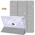 thumbnail image 1 of Dteck Smart Case for 9th 8th 7th Generation 10.2 inch,Leather Glittering Sparkly Folio Shockproof Sparkly Crystal Clear Back Cover Stand Case for iPad 10.2" 2021/2020/2019,Silver, 1 of 7