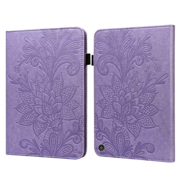 Dteck Smart Case for Amazon Fire HD 10 2021/HD10 Plus 2021 10.1-inch 11th Generation,Magnetic Card Wallet Flower Patterned Case Leather Kickstand Shockproof Folio Cover Automatic wake/sleep,Purple