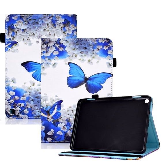 Dteck Smart Case for Amazon Fire HD 10 2021/HD10 Plus 2021 10.1-inch 11th Generation,Magnetic Card Wallet Patterned Case PU Leather Kickstand Shockproof Automatic wake/sleep Cover,Blue Butterfly