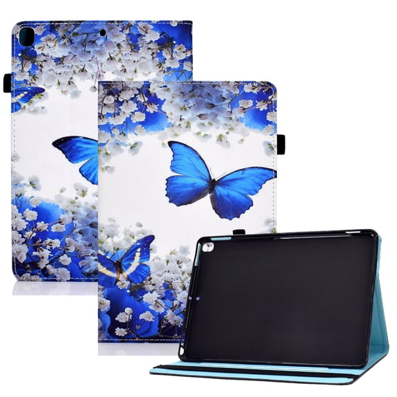 Dteck Smart Case for Apple iPad 9th Generation 10.2" (2021),Magnetic Card Wallet Patterned iPad 8th/7th Gen 10.2-inch Case Leather Kickstand Shockproof Automatic wake/sleep Cover,Blue Butterfly