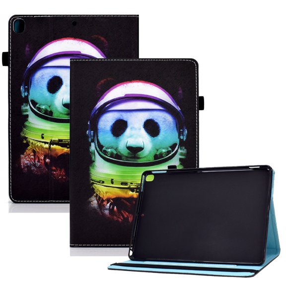 Dteck Smart Case for Apple iPad 9th Generation 10.2" (2021),Magnetic Card Wallet Patterned iPad 8th/7th Gen 10.2-inch Case Leather Kickstand Shockproof Automatic wake/sleep Cover,Panda